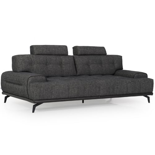 Simone Sofa w/ Adjustable Back Rest in Dark Grey Micro Fabric