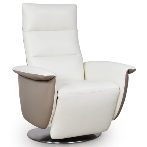 Oslo Dual Motor Motion Recliner Chair in White Leather