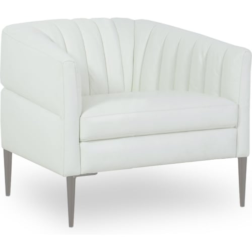 Pearl Accent Chair in Channel Tufted Snow White Leather