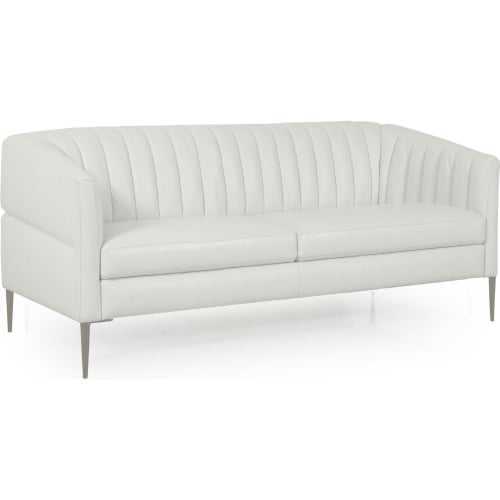 Pearl Loveseat in Channel Tufted Snow White Leather