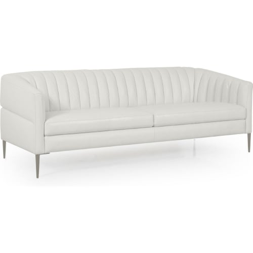 Pearl Sofa in Channel Tufted Snow White Leather