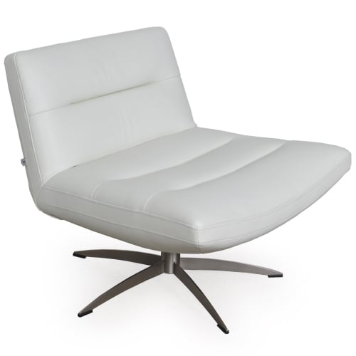 Alfio Swivel Accent Chair in White Top Grain Leather