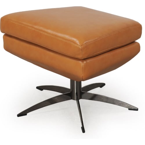 Hansen Modern Swivel Ottoman in Tan Leather