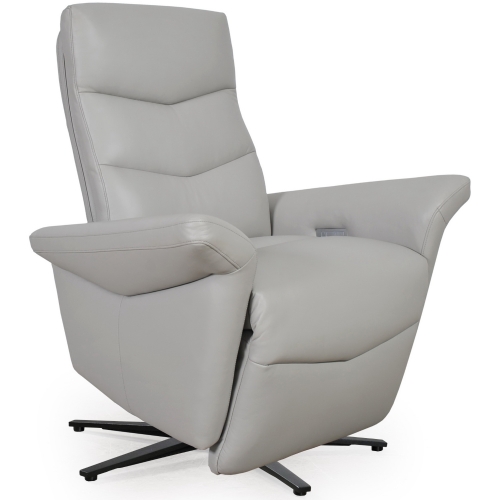 Melker Top Grain Leather Dual Motor Motion Recliner in Light Grey