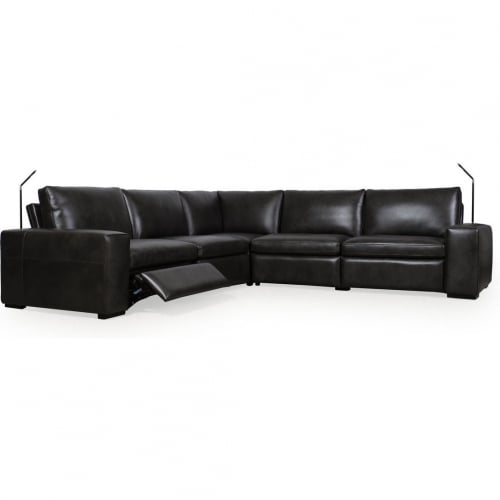 Clifford 5 Piece Sectional Sofa in Charcoal Gray Leather