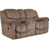 Fallon Manual Reclining Console Loveseat in Taupe Tan Fabric