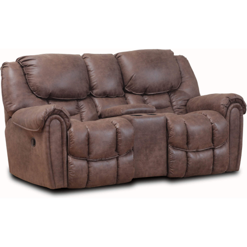 Fallon Manual Reclining Console Loveseat in Mocha Brown Leatherette