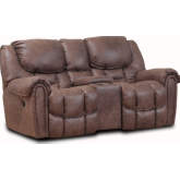 Fallon Manual Reclining Console Loveseat in Mocha Brown Leatherette