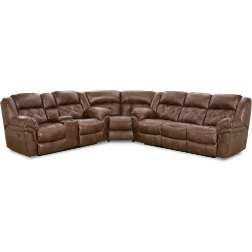 Haven Manual Reclining Console Sectional Sofa in Espresso Brown Leatherette