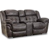 Haven Manual Reclining Console Loveseat in Tufted Charcoal Grey Leatherette