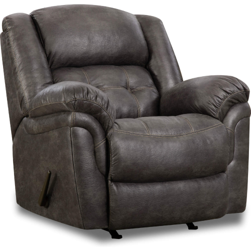 Haven Manual Rocker Recliner in Tufted Charcoal Grey Leatherette