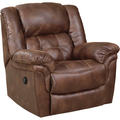 Haven Power Rocking Recliner in Tufted Espresso Brown Leatherette