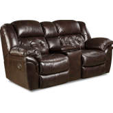 Denver Manual Reclining Console Loveseat in Tufted Whiskey Brown Top Grain Leather