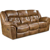 Denver Manual Double Reclining Sofa in Tufted Saddle Brown Top Grain Leather