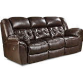 Denver Manual Double Reclining Sofa in Tufted Whiskey Brown Top Grain Leather