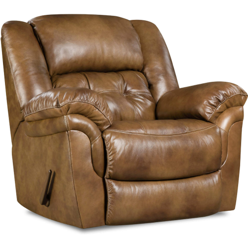 Denver Manual Rocker Recliner in Tufted Saddle Brown Top Grain Leather