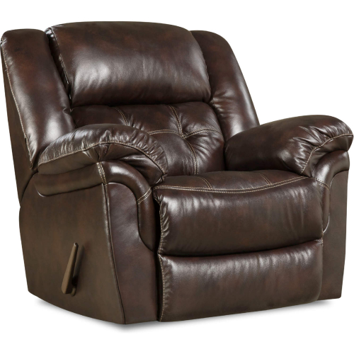 Denver Manual Rocker Recliner in Tufted Whiskey Brown Top Grain Leather