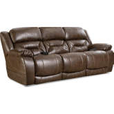 Greer Power Double Reclining Sofa in Walnut Brown Leatherette