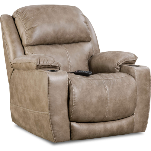 Orion Power Home Theater Recliner in Mushroom Tan Leatherette