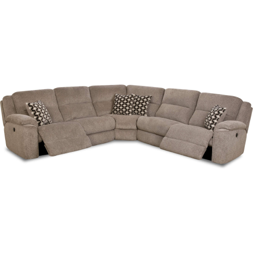 Campbell Power Reclining Sectional Sofa in Platinum Brown Fabric