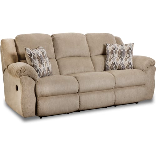 Maple Double Reclining Sofa in Fawn Tan Fabric