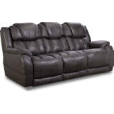 Ezra Power Double Reclining Sofa in Steel Black Leatherette