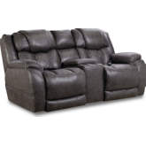 Ezra Power Console Loveseat in Steel Grey Leatherette