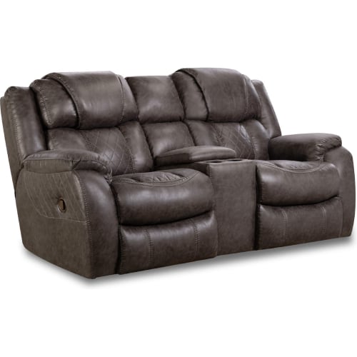 Rayna Reclining Console Loveseat in Quilted Steel Grey Leatherette