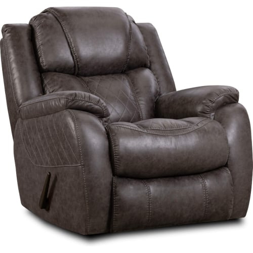 Rayna Manual Rocker Recliner in Quilted Steel Grey Leatherette