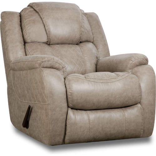 Rayna Manual Rocker Recliner in Quilted Mushroom Tan Leatherette