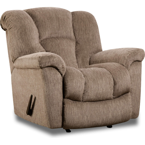 Halston Manual Rocker Recliner in Camel Brown Fabric