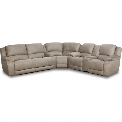 Harley Triple Power Reclining Console Sectional Sofa in Nickel Grey Fabric