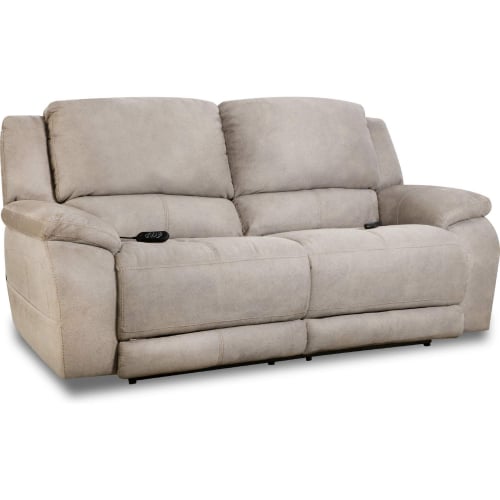 Harley Power Double Reclining Power Sofa in Nickel Tan Leatherette