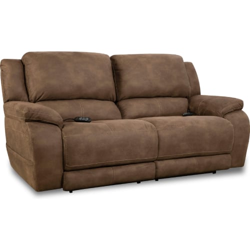 Harley Power Double Reclining Power Sofa in Espresso Brown Leatherette