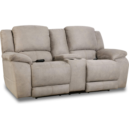 Harley Power Console Loveseat in Nickel Tan Leatherette