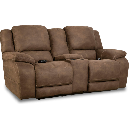 Harley Power Console Loveseat in Espresso Brown Leatherette