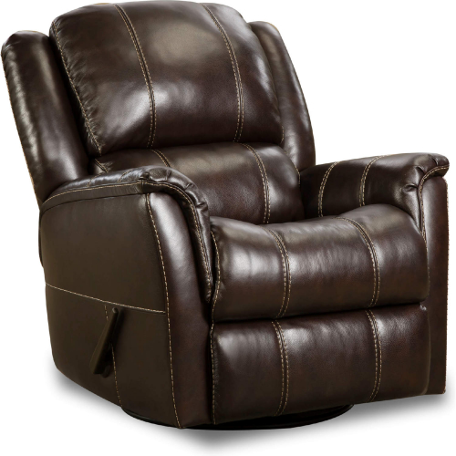 London Manual Swivel Glider Recliner in Walnut Brown Top Grain Leather