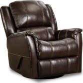 London Manual Swivel Glider Recliner in Walnut Brown Top Grain Leather