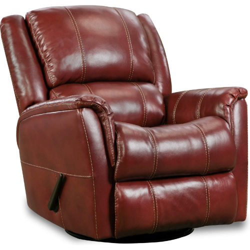 London Manual Swivel Glider Recliner in Red Top Grain Leather