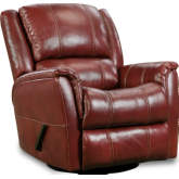 London Manual Swivel Glider Recliner in Red Top Grain Leather