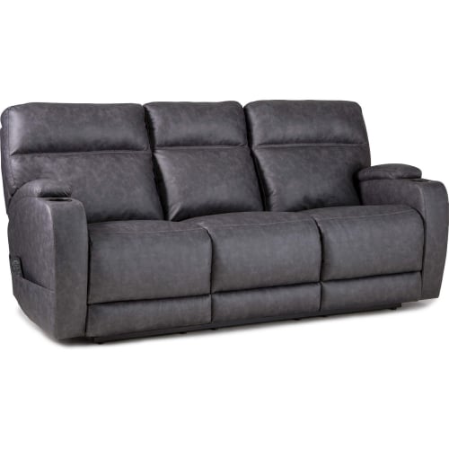 Jett Power Double Reclining Sofa in Graphite Grey Leatherette