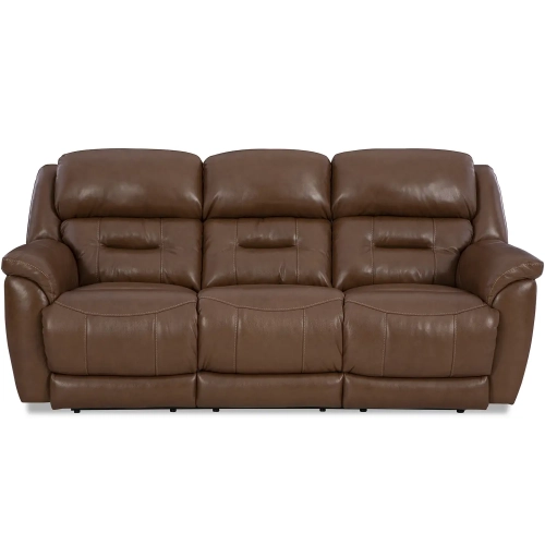 Contender Triple Power Zero Gravity Recline Sofa in Brown Top Grain Leather