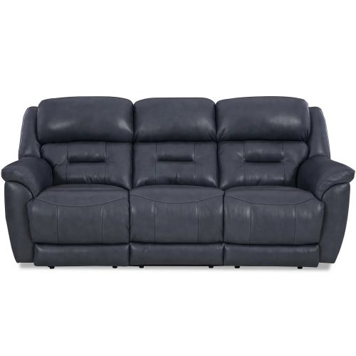Contender Triple Power Zero Gravity Recline Sofa in Blue Top Grain Leather