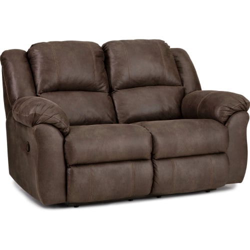 Ranger Manual Double Reclining Loveseat in Tumbleweed Brown Leatherette