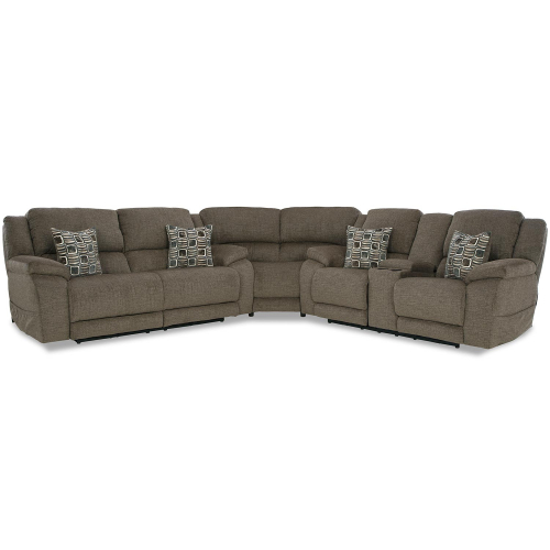 Santa Fe Power Reclining Sectional Sofa in Nutmeg Brown Fabric