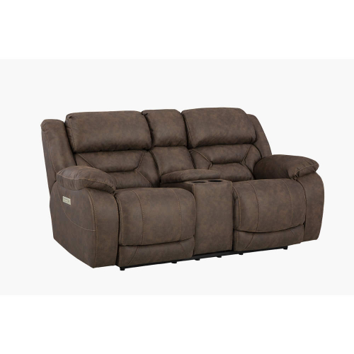 Oakley Zero Gravity Power Loveseat in Walnut Brown Leatherette