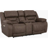 Oakley Zero Gravity Power Loveseat in Walnut Brown Leatherette