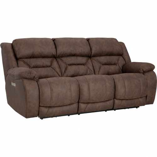 Oakley Zero Gravity Power Double Reclining Sofa in Walnut Brown Leatherette