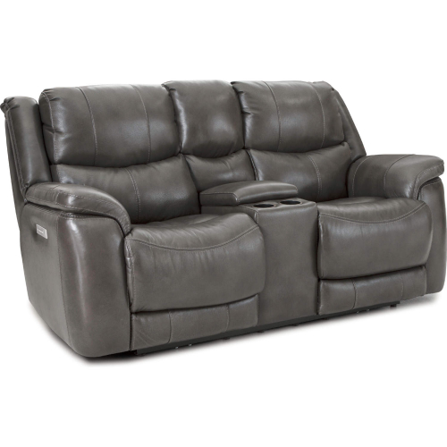 Idris Zero Gravity Power Reclining Loveseat in Grey Top Grain Leather