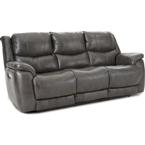 Idris Zero Gravity Power Double Reclining Sofa in Grey Top Grain Leather